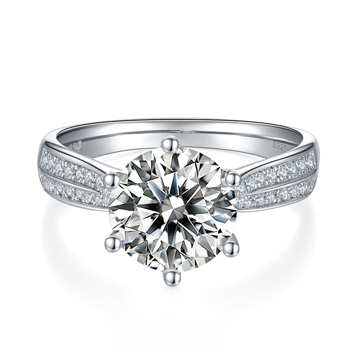Starlight Queen S925 Silver Plated Platinum Moissanite Diamond Women's Ring 3.0 Carat D-Class